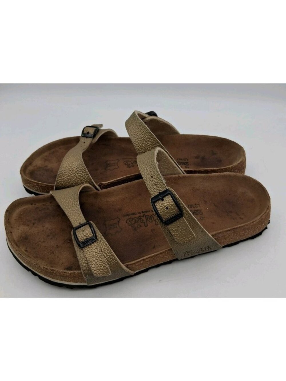 Birkenstock Sandals Womens 9 Birkis Tahiti Bronze Textured Sandals Slide Slip